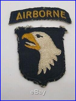 WW2 wwii US Army 101st Airborne White Tongue Patch insignia & Correct Tab