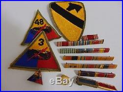 WWII 101 US Army 1st Cavalry Division Patch, Hell on Wheels, Ribbons & Lapel Pin