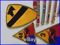 WWII 101 US Army 1st Cavalry Division Patch, Hell on Wheels, Ribbons & Lapel Pin