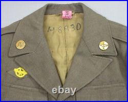 WWII Airman's Ike Jacket with15th Air Force / 5th Army Patches + ID'd Overseas Cap