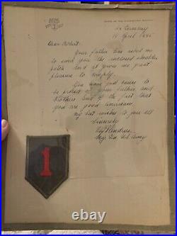 WWII Autographed Handwritten Letter & Patch US Army First Division Clift Andrus