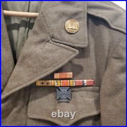 WWII Era US Army Wool Ike Jacket Pants Set Patches & Pins Size 34R 31x33 Vintage