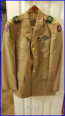 WWII & Korean War US Army Major Uniform Dress Jacket Patched 503rd MP Insignias