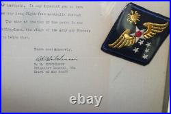 WWII Signed Letter & Patch US Army Airforce Far East Staff General Hutchinson