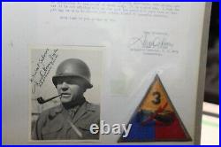 WWII Signed Photo Letter & Patch US Army 3rd Armor Division General Doyle Hickey