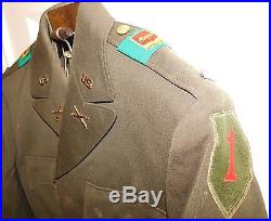 WWII US ARMY 33rd Field ARTILLERY SERVABO FIDEM THEATER PATCHES OFFICER COAT