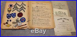 WWII US ARMY AMERICAL DIVISION SCRAP BOOK WithPHOTOS PATCHES/INSIGNIA PINS & MORE