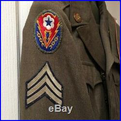 WWII US ARMY IKE JACKET UNIFORM w 8th ARMY & EUROPEAN THEATER OPS PATCHES