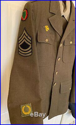 WWII US ARMY OFFICER 75th DIVISION UNIFORM JACKET WithPATCHES TROUSERS SHIRT