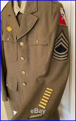 WWII US ARMY OFFICER 75th DIVISION UNIFORM JACKET WithPATCHES TROUSERS SHIRT