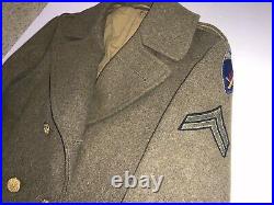 WWII US ARMY Overcoat Wool Melton OD Trench 32 Oz USAREUR Patch & Stripes 38L