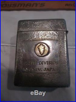 WWII US Army 24th Division Kyusyu Japan Cigarette Case and patch Trench Art