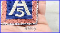 WWII US Army 5th Army Chain Stitched Patch Italian Made Theater