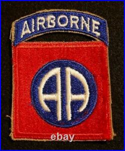 WWII US Army 82nd Airborne Division SSI Shoulder Patch & Tab Original Late-War