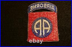 WWII US Army 82nd Airborne Division SSI Shoulder Patch & Tab Original Late-War