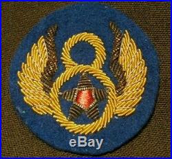 WWII US Army 8th Air Force British Made Bullion Felt Uniform Jacket Patch Pilot