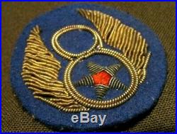 WWII US Army 8th Air Force felt British Made Bullion Uniform Jacket Patch Pilot