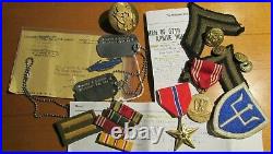 WWII US Army 97th Infantry Division Dog Tags Uniform Patch Medal Ribbons CIB Pin