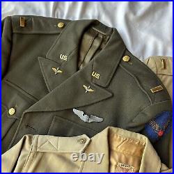 WWII US Army Air Corp Named Pilot Uniform Group 3 Sterling Wings Bullion Patches