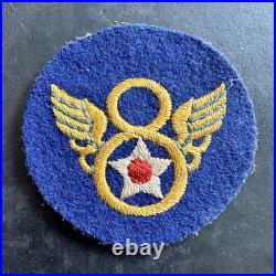 WWII US Army Air Corps 8th Div Theatre Made Felt Patch Original