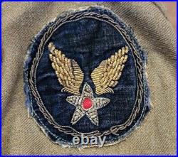 WWII US Army Air Corps Patch Velvet Bullion Theatre Made OD Shirt Ruptured Duck