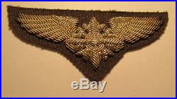 WWII US Army Air Force Bullion Flight Engineer Pilot Uniform Wing Patch Silver