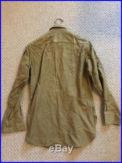 WWII US Army Air Force USAAF WOOL OVERCOAT Trench Coat 36R + Field Shirt PATCHES