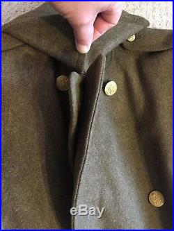 WWII US Army Air Force USAAF WOOL OVERCOAT Trench Coat 36R + Field Shirt PATCHES