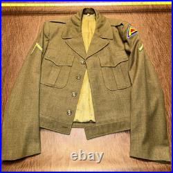 WWII US Army Forces Cut Down Ike Jacket 7th Army Enlisted Class A Patch True Vtg