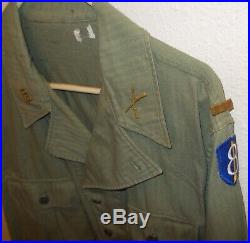 WWII US Army HBT Shirt Scarce 2LT. 8th Inf. Div. Large Size