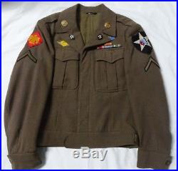 WWII US Army IKE Jacket 45th & 2nd Infantry Division Patches CIB DUI's Size 34R
