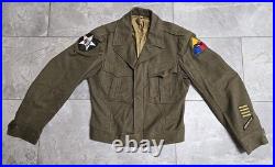 WWII US Army Ike Jacket English Made 2nd Infantry Division Patch 36R Thiele 0216