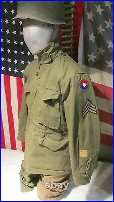 WWII US Army M-1943 Field Jacket (1945 Dated) 9th Infantry Division Patch Hood