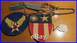 WWII US Army Merrils Marauders Dog Tag Chain Brooklyn New York Uniform Patch CBI