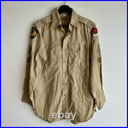 WWII US Army Officer Shirt Patched 17th Airborne Division NCO MSG