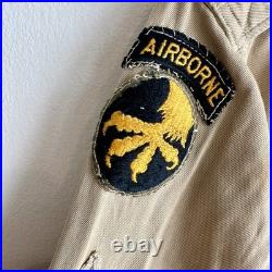 WWII US Army Officer Shirt Patched 17th Airborne Division NCO MSG