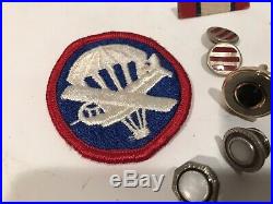 WWII US Army Paratrooper Glider Airborne Patch Medal Lot Medal Cufflinks Tie Pin