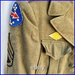 WWII US Army Patched Ike Jacket Uniform Pacific Ocean Area Anti Aircraft