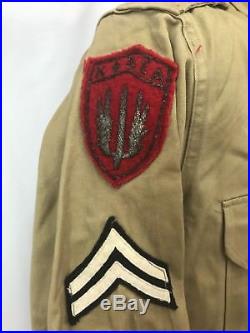 WWII US Army SCARWAF Engineers Enlisted Long Sleeve Shirt & Hat Rare Patch