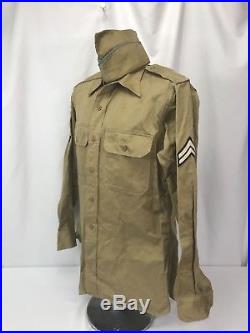 WWII US Army SCARWAF Engineers Enlisted Long Sleeve Shirt & Hat Rare Patch