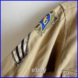 WWII US Army Shirt Criss Cross Stitched Patches Command HQ Named