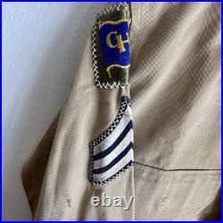 WWII US Army Shirt Criss Cross Stitched Patches Command HQ Named