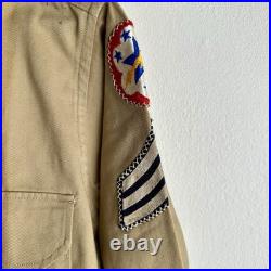 WWII US Army Shirt Criss Cross Stitched Patches Command HQ Named
