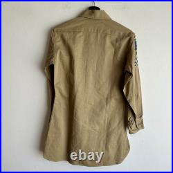 WWII US Army Shirt Criss Cross Stitched Patches Command HQ Named