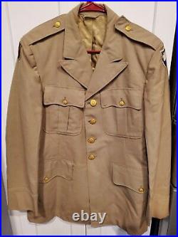 WWII US Army Summer Tropical Coat Jacket Patched 34th Infantry South Carolina