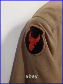 WWII US Army Summer Tropical Coat Jacket Patched 34th Infantry South Carolina