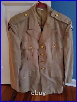 WWII US Army Summer Tropical Coat Jacket Patched 34th Infantry South Carolina