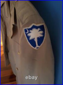 WWII US Army Summer Tropical Coat Jacket Patched 34th Infantry South Carolina