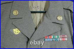 WWII US Army T/3 Advanced Base SHAEF Ike Jacket 1944 Six Ribbons English Patch