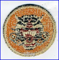 WWII US Army Tank Division Patch with Growling Cat and Tank Wheels